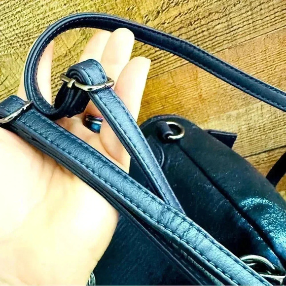 Free People Moonlight Mini Convertible Backpack Navy Metallic - Picture 9 of 9